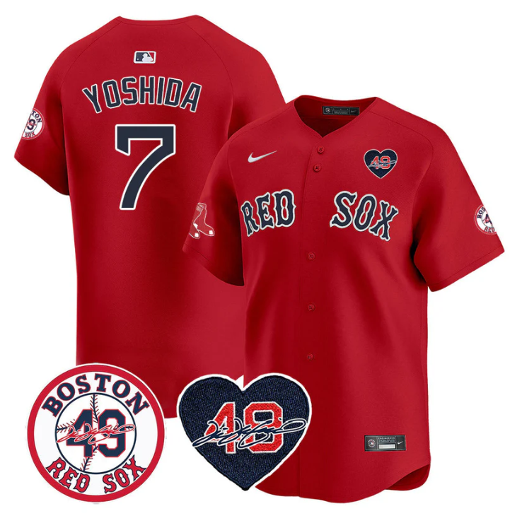 Masataka Yoshida Jersey #7 Boston Red Sox Tim Wakefield Memorial Patch Stitched Red