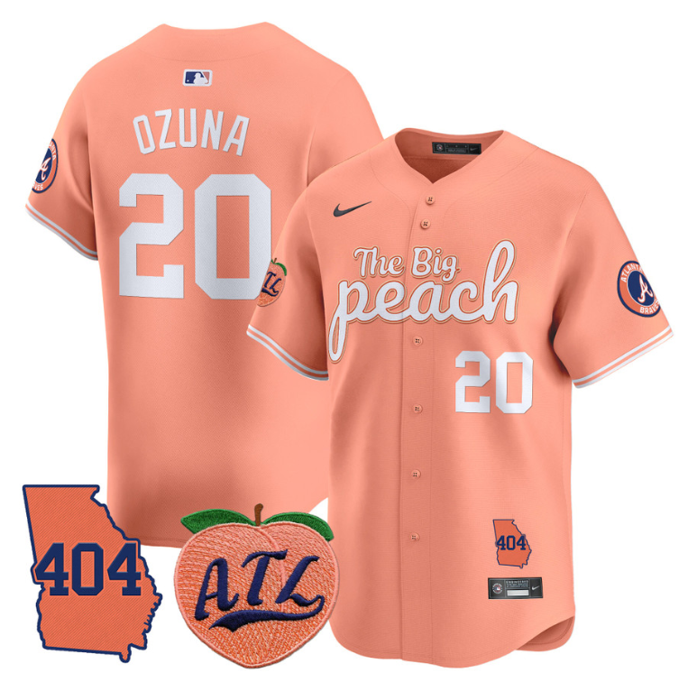 Marcell Ozuna Jersey #20 Atlanta Braves 404 & The Big Peach Premier Limited Stitched Peach