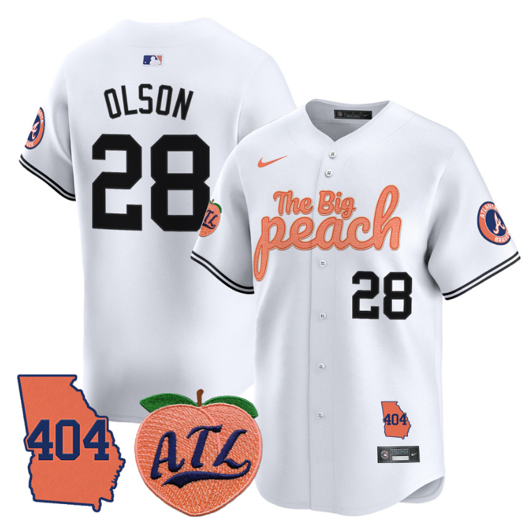 Matt Olson Jersey #28 Atlanta Braves 404 & The Big Peach Premier Limited Stitched White