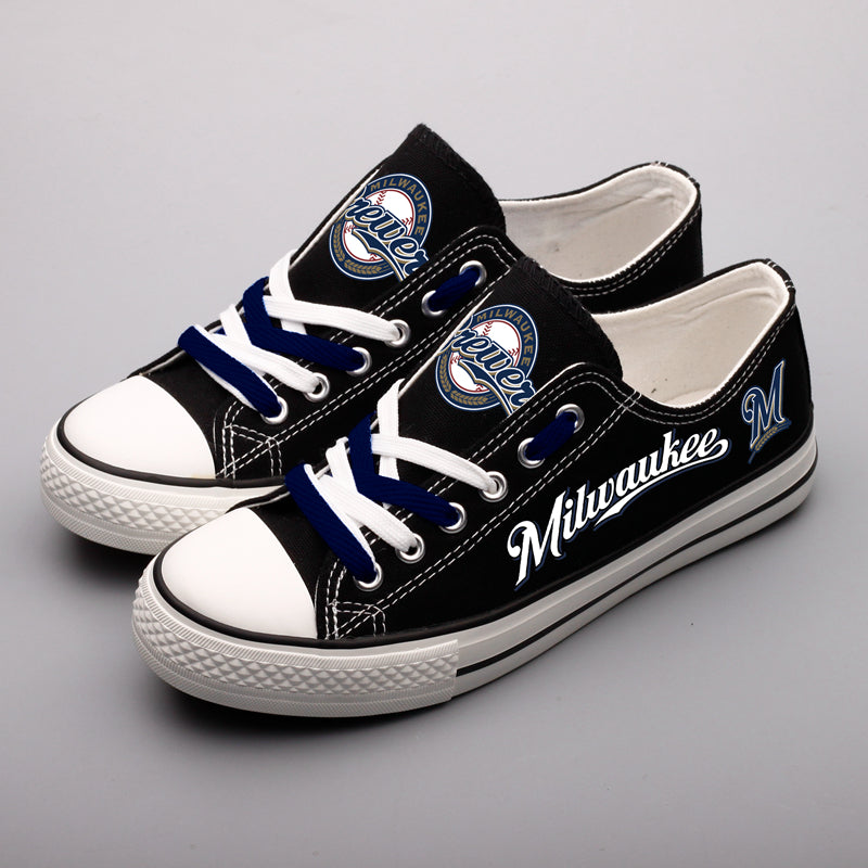 Milwaukee Brewers Limited Print MLB Baseball Fans Low Top Canvas Shoes Sport Sneakers T-DAC124H
