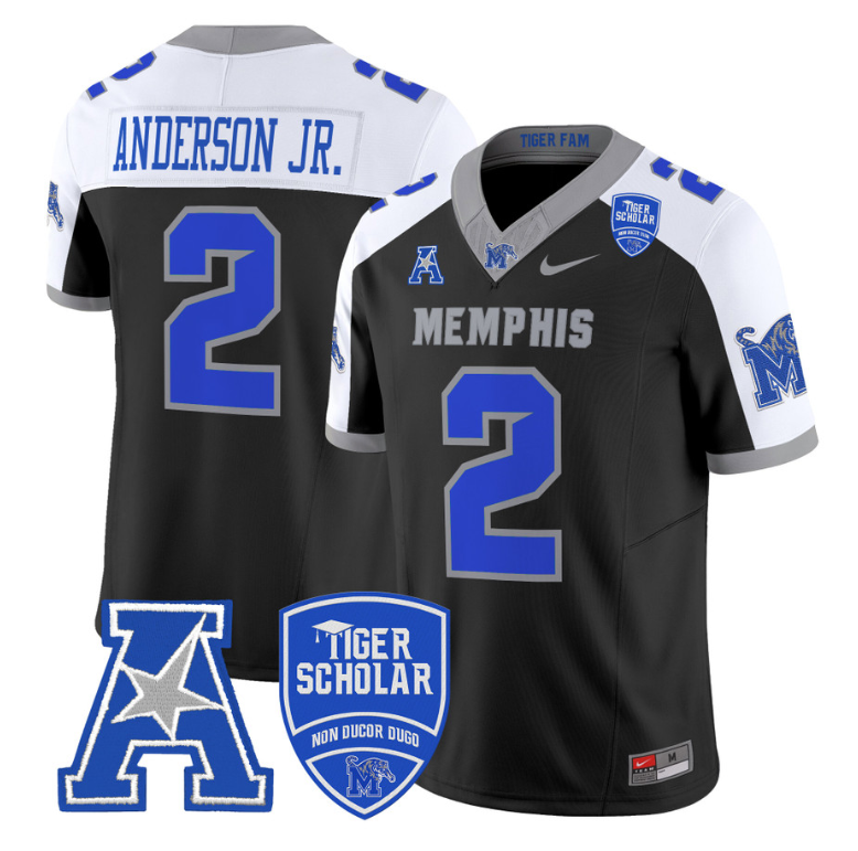 Mario Anderson Jr Jersey #2 Memphis Tigers 2024 Vapor Stitched Black Alternate