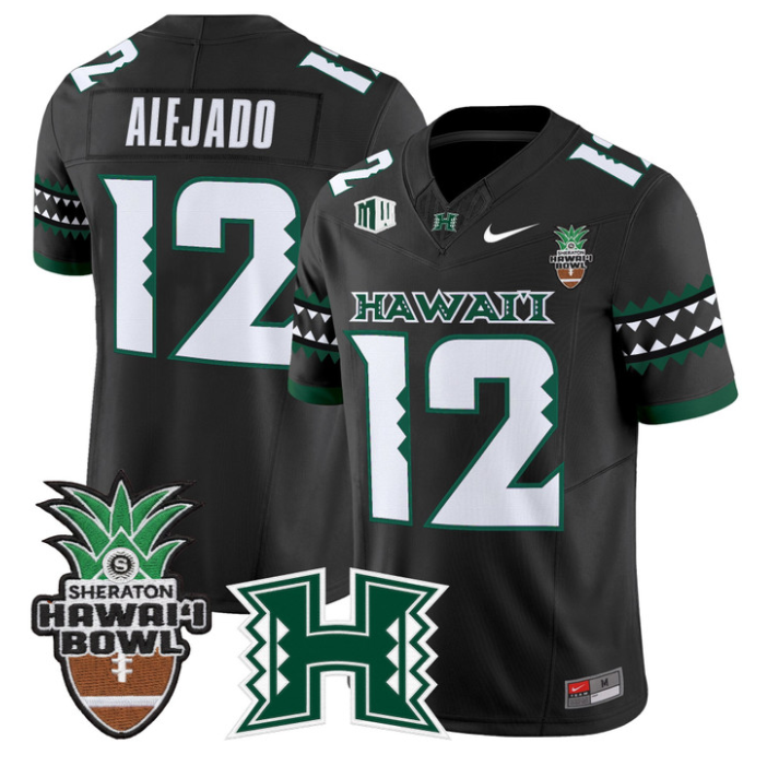 Micah Alejado Jersey #12 Hawai'i Rainbow 2025 Hawai'i Bowl Stitched