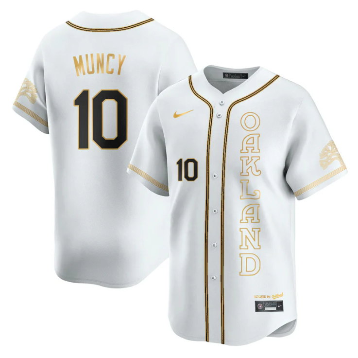 Max Muncy Jersey #10 Oakland Athletics City Connect Concept Stitched White Gold