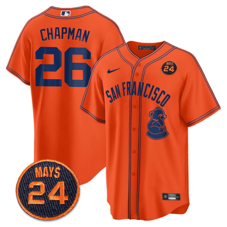 Matt Chapman Jersey #26 San Francisco Giants #24 Willie Mays Patch 2024 Vapor Premier Orange Limited