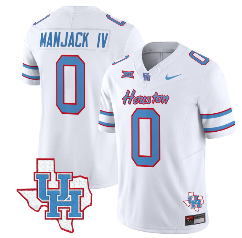 Manjack IV Jersey #0 Houston Cougars Oilers Inspired Vapor College Football Limited Stitched White (Copy)