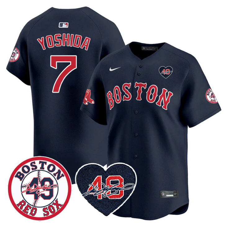 Masataka Yoshida Jersey #7 Boston Red Sox Tim Wakefield Memorial Patch Stitched Navy