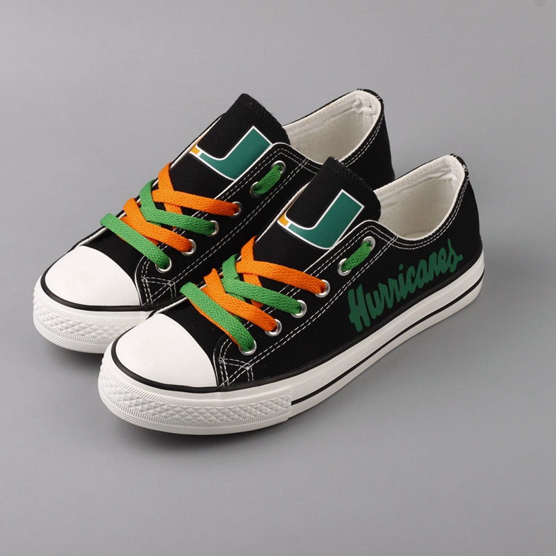 Miami Hurricanes Limited Print NCAA College Students Low Top Canvas Shoes Sport Sneakers