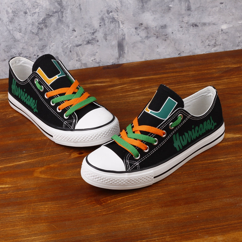 Miami Hurricanes Limited Print NCAA College Students Low Top Canvas Shoes Sport Sneakers