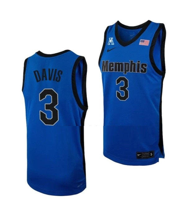 #3 Kendric Davis Jersey Memphis Tigers College Basketball Jerseys Blue