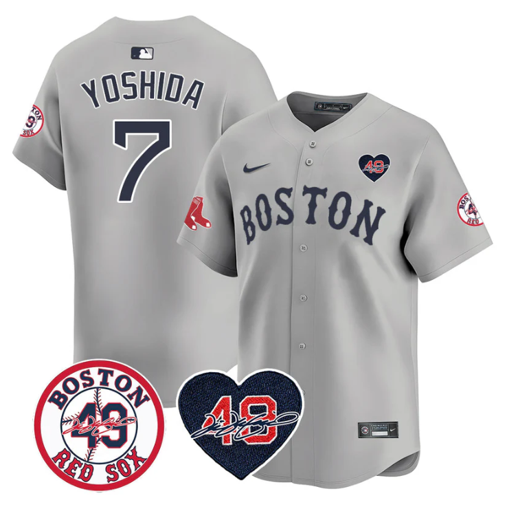 Masataka Yoshida Jersey #7 Boston Red Sox Tim Wakefield Memorial Patch Stitched Gray