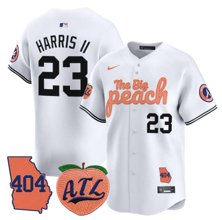 Michael Harris II Jersey #23 Atlanta Braves 404 & The Big Peach Premier Limited Stitched White