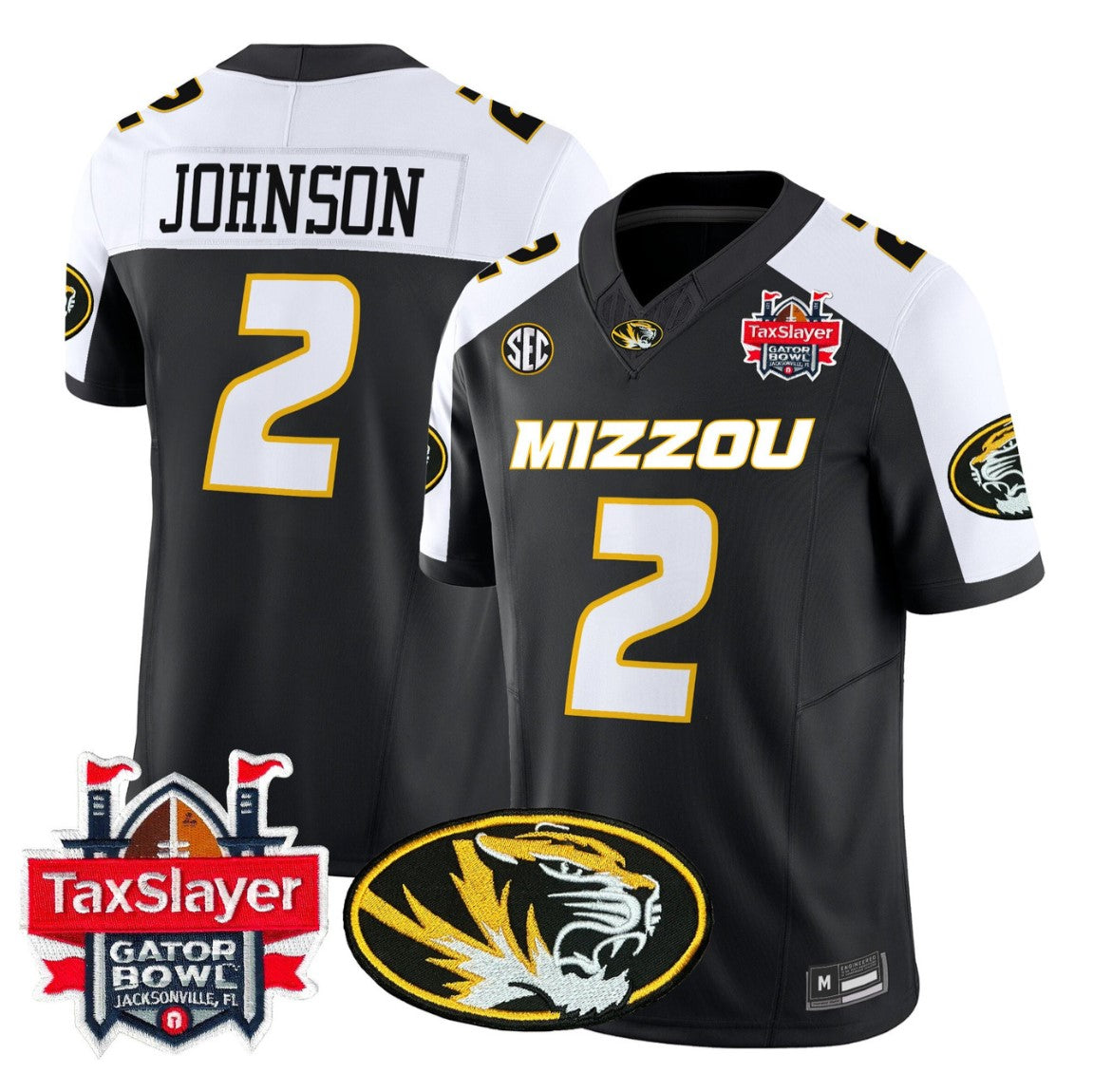 Marquis Johnson Jersey #2 Missouri Tigers 2025 Gator Bowl Vapor Stitched