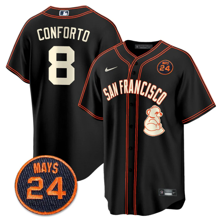 Michael Conforto Jersey #8 San Francisco Giants #24 Willie Mays Patch 2024 Premier Black Limited