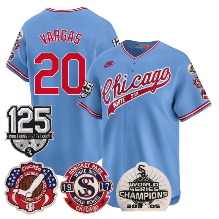 Miguel Vargas Jersey #20 Chicago White Sox 125th Anniversary World Series Champions Blue