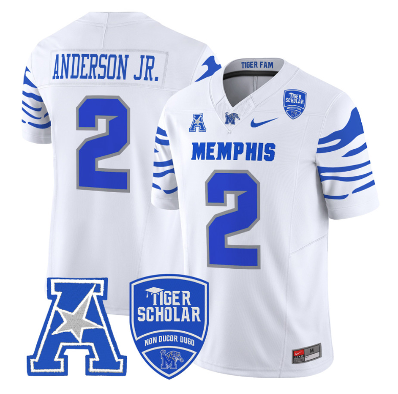 Mario Anderson Jr Jersey #2 Memphis Tigers 2024 Vapor Limited Stitched White