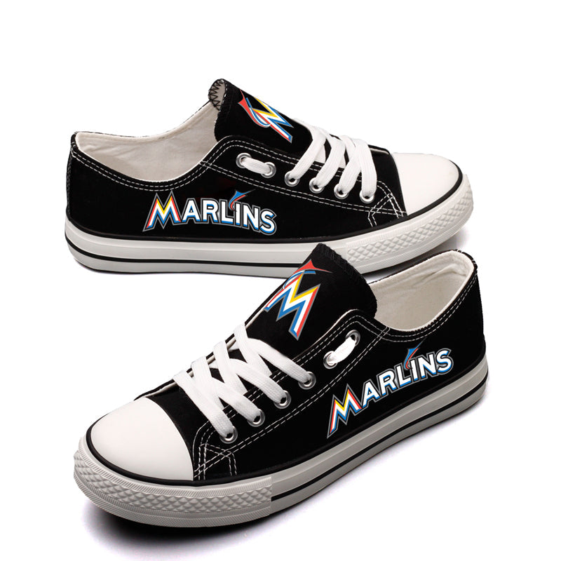 Miami Marlins Limited Print MLB Baseball Fans Low Top Canvas Shoes Sport Sneakers T-DJ112H