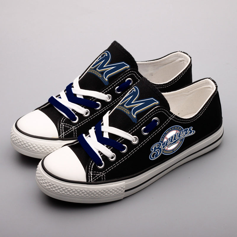 Milwaukee Brewers Limited Print MLB Baseball Fans Low Top Canvas Shoes Sport Sneakers T-DAC134H