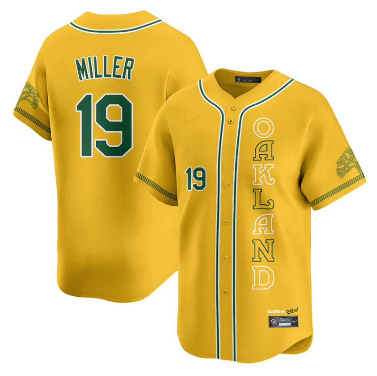 Mason Miller Jersey #19 Oakland Athletics City Connect Concept Stitched Yellow