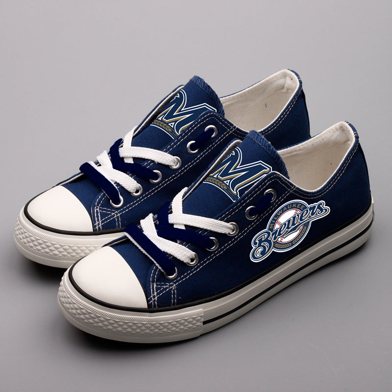 Milwaukee Brewers Limited Print MLB Baseball Fans Low Top Canvas Shoes Sport Sneakers T-DAC132L