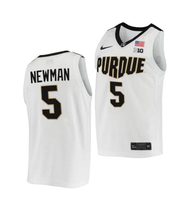 Men's #5 Brandon Newman Jersey Purdue Boilermakers College Basketball Jerseys White 2022