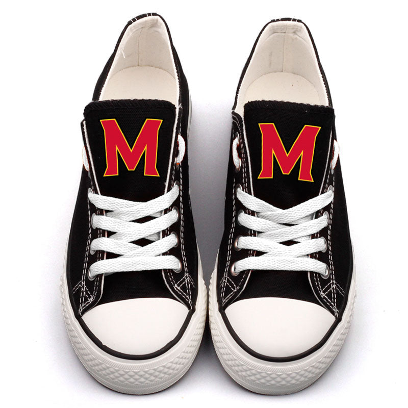 Maryland Terrapins Limited Print NCAA College Students Low Top Canvas Shoes Sport Sneakers