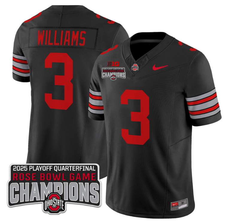Miyan Williams Jersey #3 Ohio State 2025 Rose Bowl Champions Patch Black