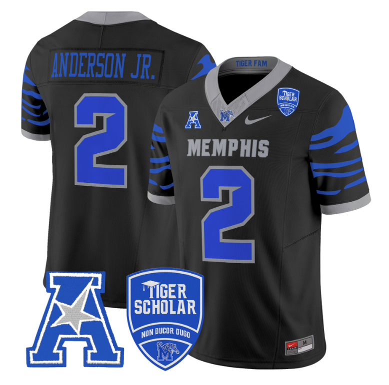 Mario Anderson Jr Jersey #2 Memphis Tigers 2024 Vapor Limited Stitched Black