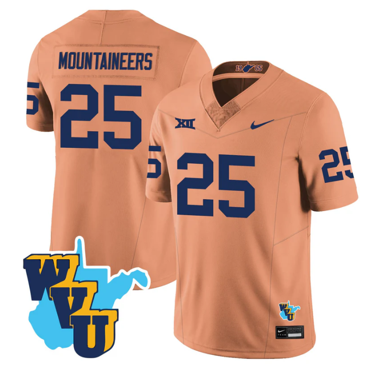 Mountaineers Jersey #25 West Virginia Mountaineers 1965-2025 Throwback Gold