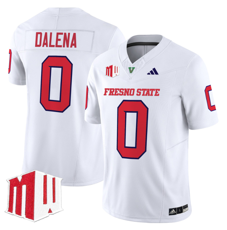 Mac Dalena Jersey #0 Fresno State Bulldogs 2024 Stitched White