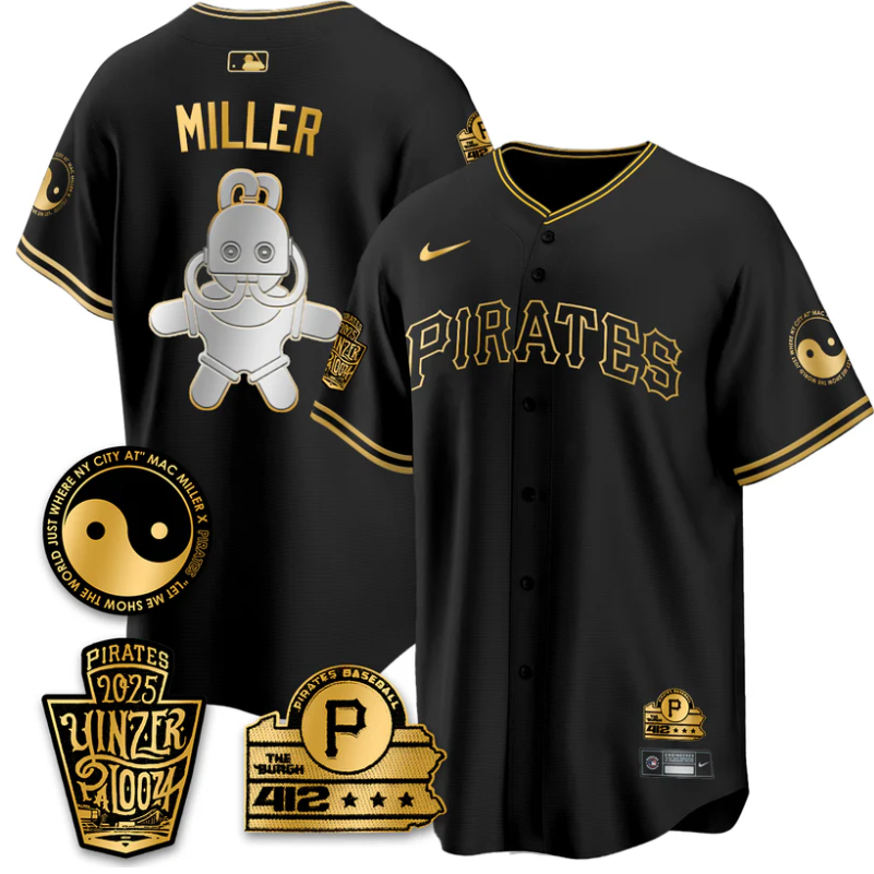 Mac Miller Jersey Pittsburgh Pirates Yinzerpalooza 2025 Stitched Black Gold