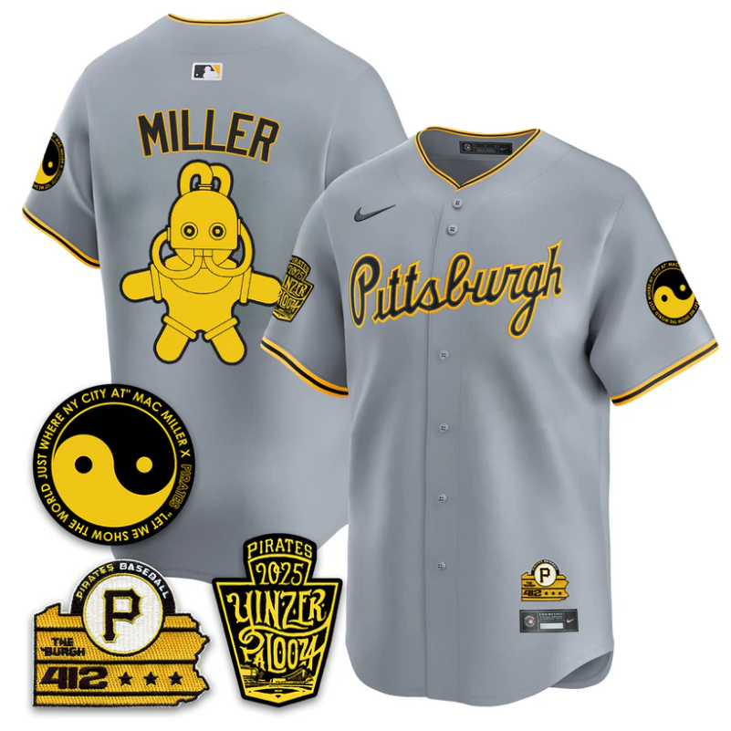 Mac Miller Jersey Pittsburgh Pirates Yinzerpalooza 2025 Stitched Gray