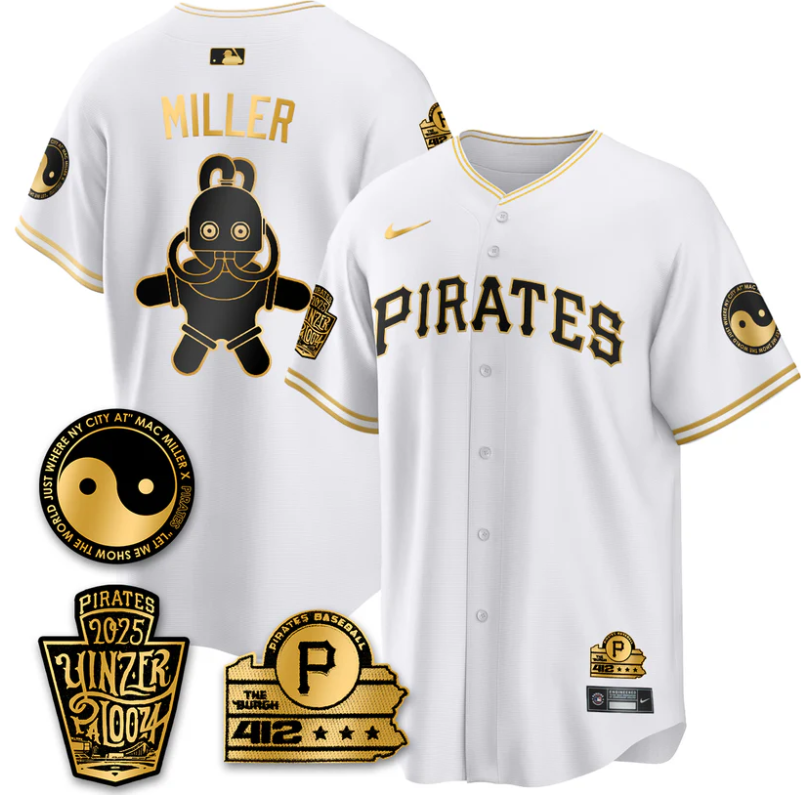 Mac Miller Jersey Pittsburgh Pirates Yinzerpalooza 2025 Stitched White Gold