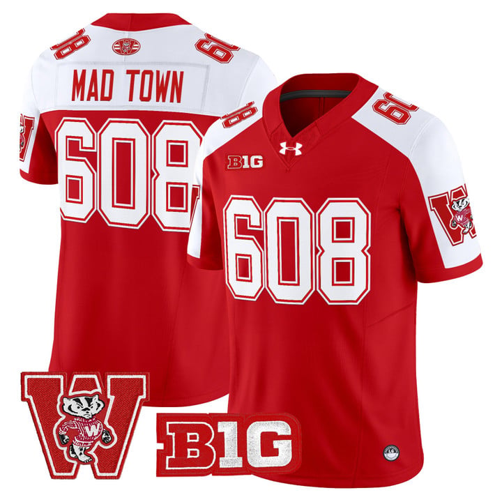 Mad Town Jersey #608 Wisconsin Badgers Throwback Stitched Red Alter