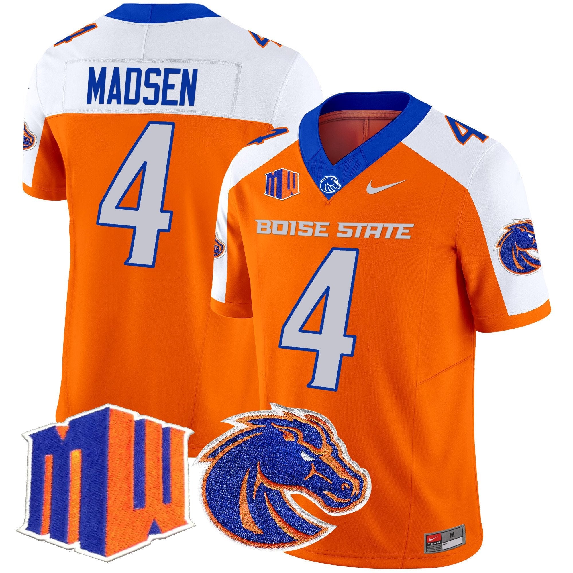 Maddux Madsen Jersey #4 Boise State Broncos 2025 Vapor Stitched Orange Alternate