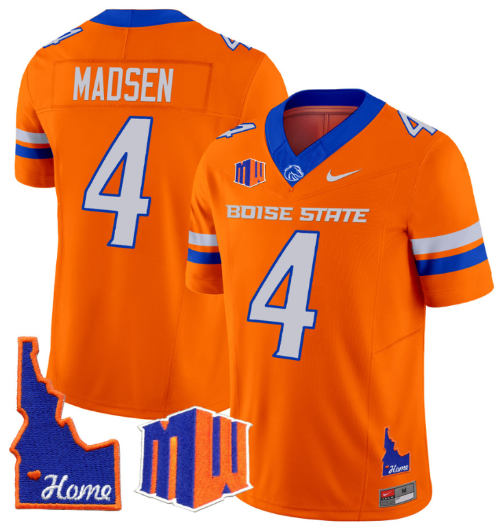 Maddux Madsen Jersey #4 Boise State Broncos 2024 Home Patch Vapor Football Orange