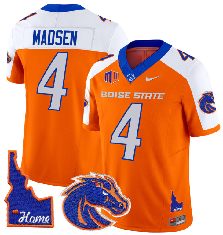 Maddux Madsen Jersey #4 Boise State Broncos 2024 Home Patch Vapor Football Orange Alternate