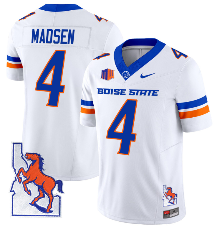 Maddux Madsen Jersey #4 Boise State Broncos 2024 Map Patch Vapor Football White