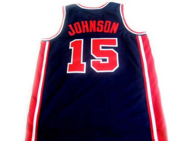 Magic Johnson Jersey #15 Team USA Basketball Navy Blue