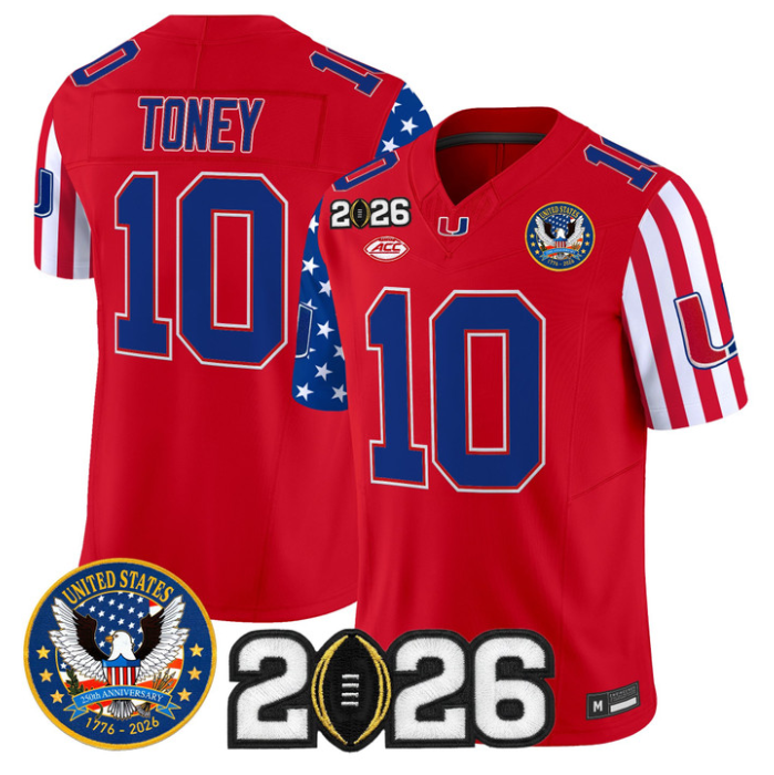 Malachi Toney Jersey #10 Miami Hurricanes America 250 Edition 2026 CFP Stitched
