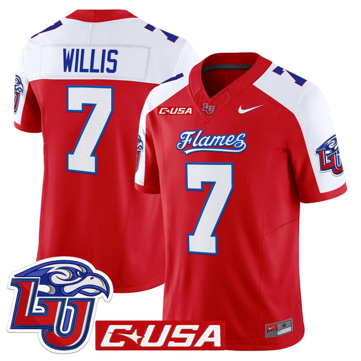 Malik Willis Jersey #7 Liberty Flames 2025 Vapor Limited Stitched Red Alter