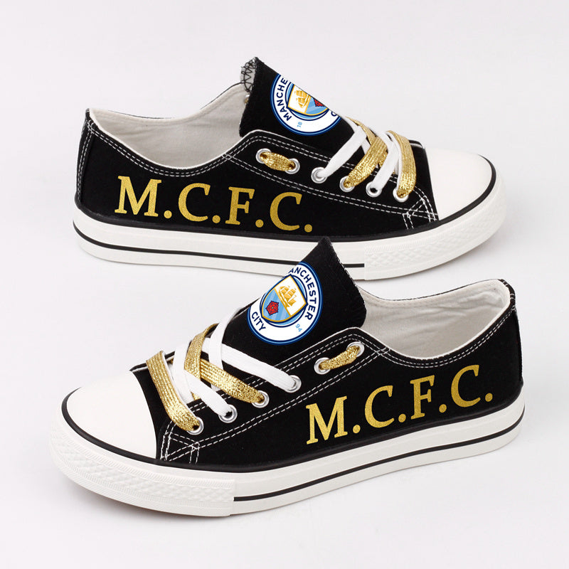 Manchester City Low Top Canvas Sport Sneakers Shoes For Men Women Fans