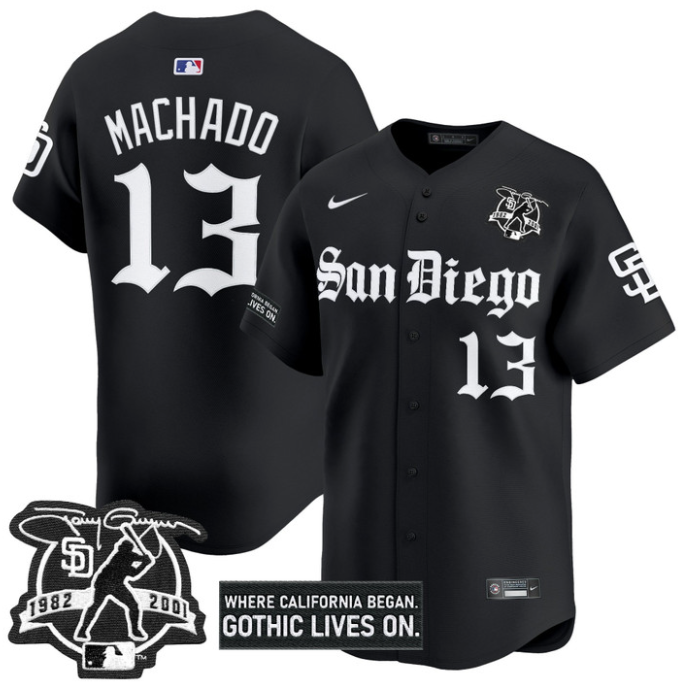 Manny Machado Jersey #13 San Diego Padres Gothic Edition Vapor Limited Stitched Black