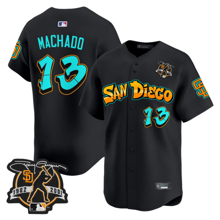 Manny Machado Jersey #13 San Diego Padres Graffiti Barrio Edition Stitched Black