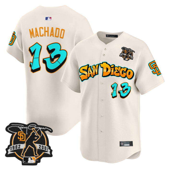 Manny Machado Jersey #13 San Diego Padres Graffiti Barrio Edition Stitched Cream