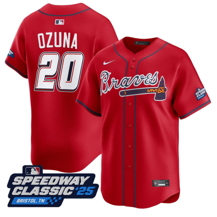 Marcell Ozuna Jersey #20 Atlanta Braves Speedway Classic Limited Stitched Red