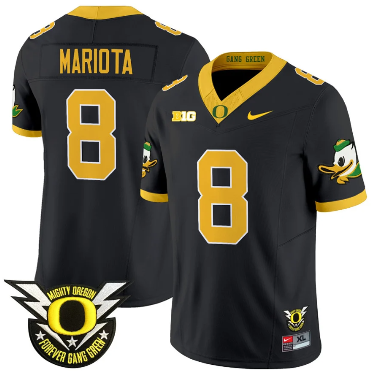 Marcus Mariota Jersey #8 Oregon Duck Forever Gang Green Football Black