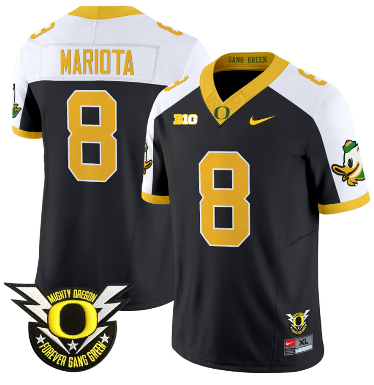 Marcus Mariota Jersey #8 Oregon Duck Forever Gang Green Football Black Alternate