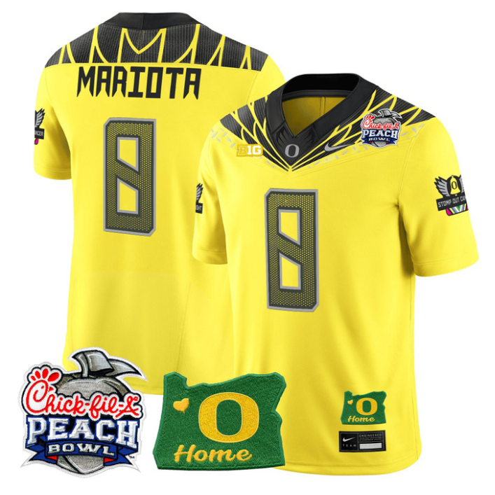 Marcus Mariota Jersey #8 Oregon Ducks 2026 Peach Bowl Oregon State Yellow