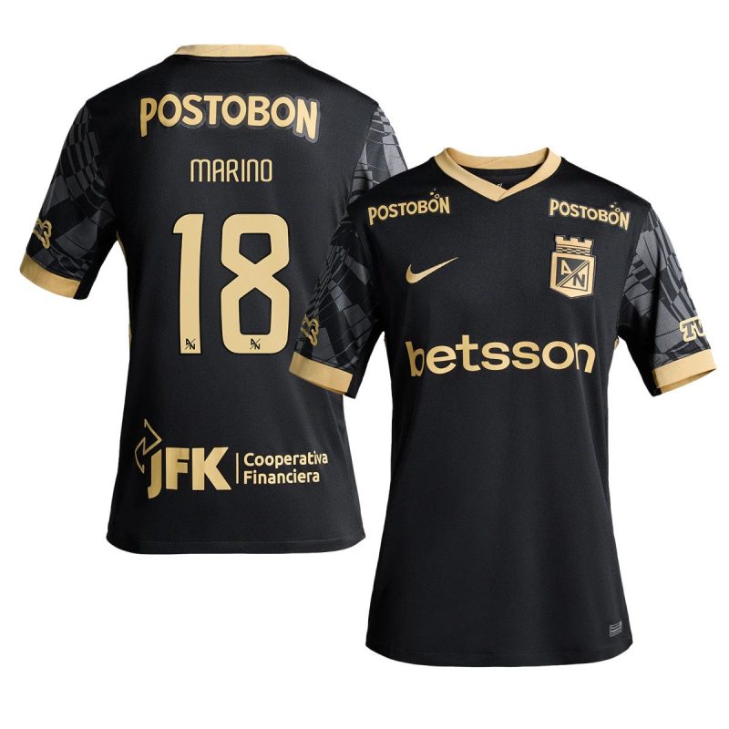 Marino Hinestroza 18 Atlético Nacional 2025-26 Away Men Jersey – Black