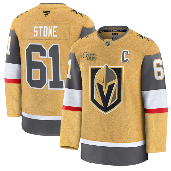 Mark Stone Jersey #61 Vegas Golden Knights Premium Stitched Gold